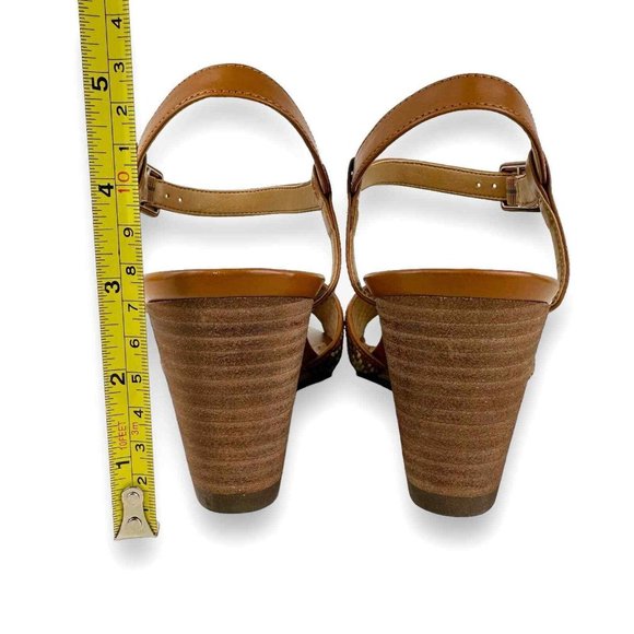 Vionic Clarita Size 10 Orthotic Strappy Brown Leather Woven T-Strap Wedge Sandal - Picture 7 of 7